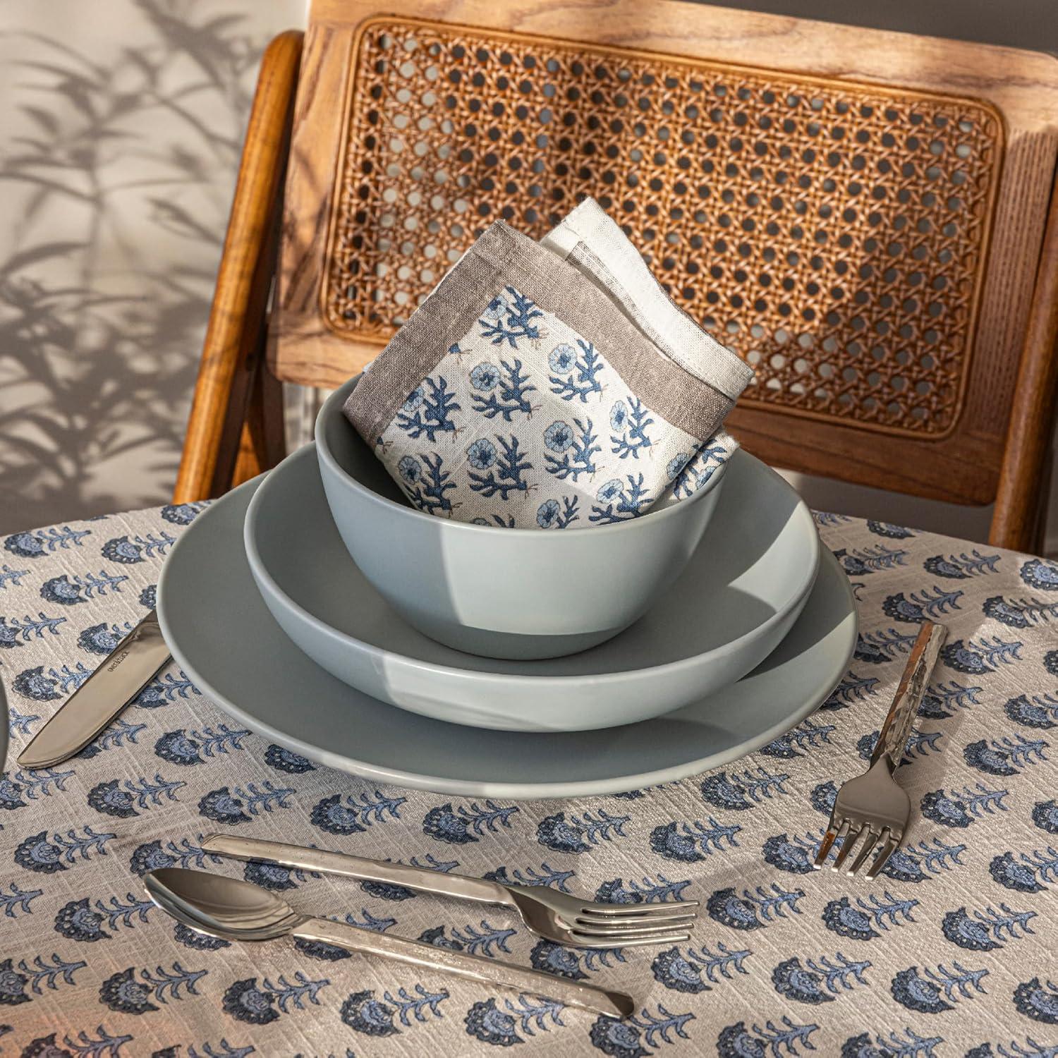 imageoverampampback Coupe Cereal Bowl Set  Stoneware Dishes  Comes with 4 Cereal Bowls  EasytoStack Breakfast Place Settings  6quot x 6quot x 26quot  25oz  SemiMatte WhiteFog Blue