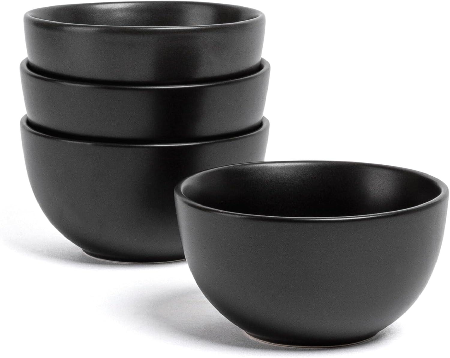 imageoverampampback Coupe Cereal Bowl Set  Stoneware Dishes  Comes with 4 Cereal Bowls  EasytoStack Breakfast Place Settings  6quot x 6quot x 26quot  25oz  SemiMatte WhiteBlack