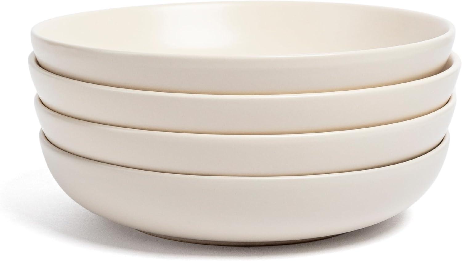 imageoverampampback Coupe Cereal Bowl Set  Stoneware Dishes  Comes with 4 Cereal Bowls  EasytoStack Breakfast Place Settings  6quot x 6quot x 26quot  25oz  SemiMatte WhiteIvory