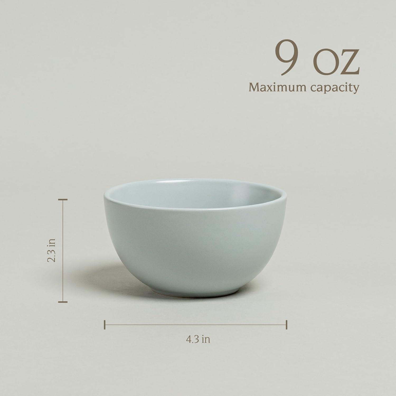 imageoverampampback Coupe Cereal Bowl Set  Stoneware Dishes  Comes with 4 Cereal Bowls  EasytoStack Breakfast Place Settings  6quot x 6quot x 26quot  25oz  SemiMatte WhiteFog Blue