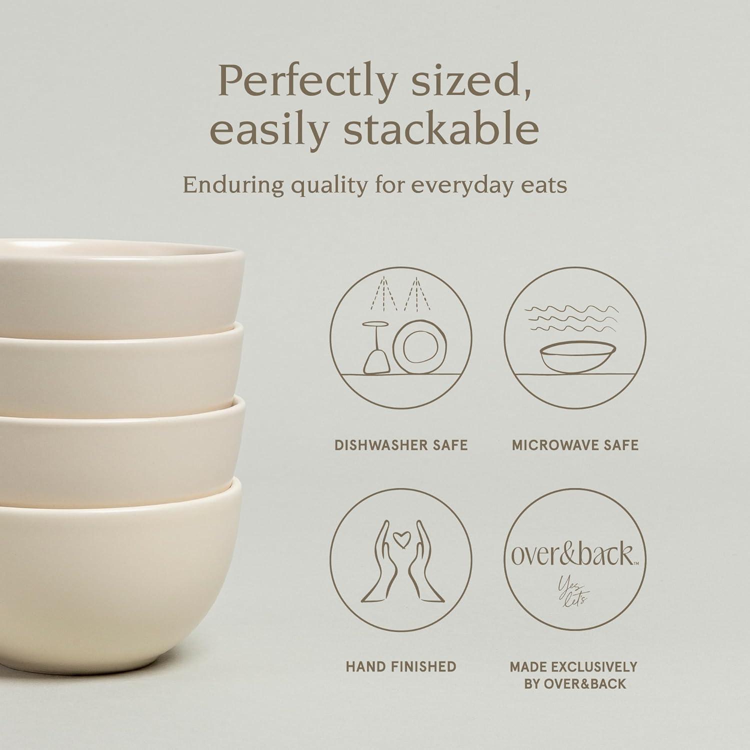 imageoverampampback Coupe Cereal Bowl Set  Stoneware Dishes  Comes with 4 Cereal Bowls  EasytoStack Breakfast Place Settings  6quot x 6quot x 26quot  25oz  SemiMatte WhiteIvory