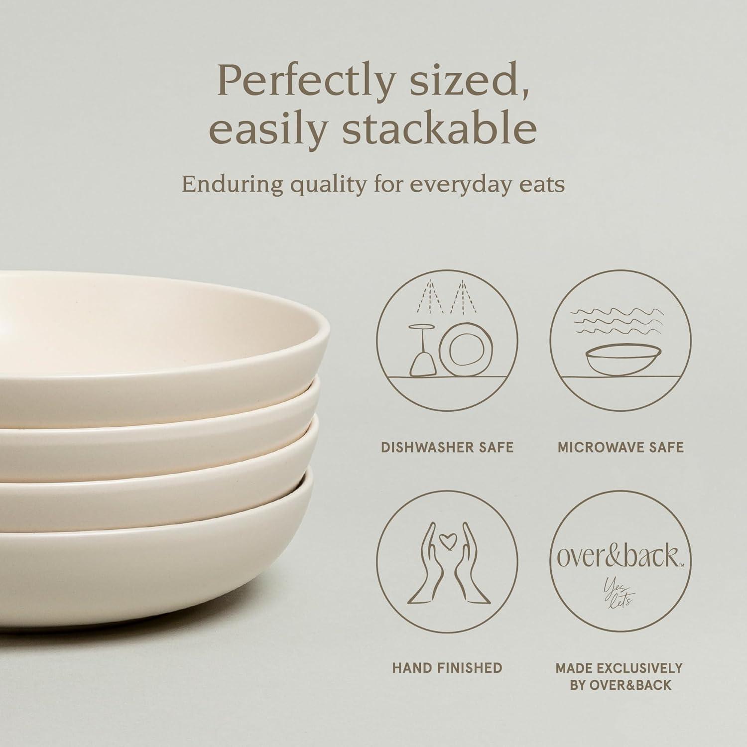 imageoverampampback Coupe Cereal Bowl Set  Stoneware Dishes  Comes with 4 Cereal Bowls  EasytoStack Breakfast Place Settings  6quot x 6quot x 26quot  25oz  SemiMatte WhiteIvory
