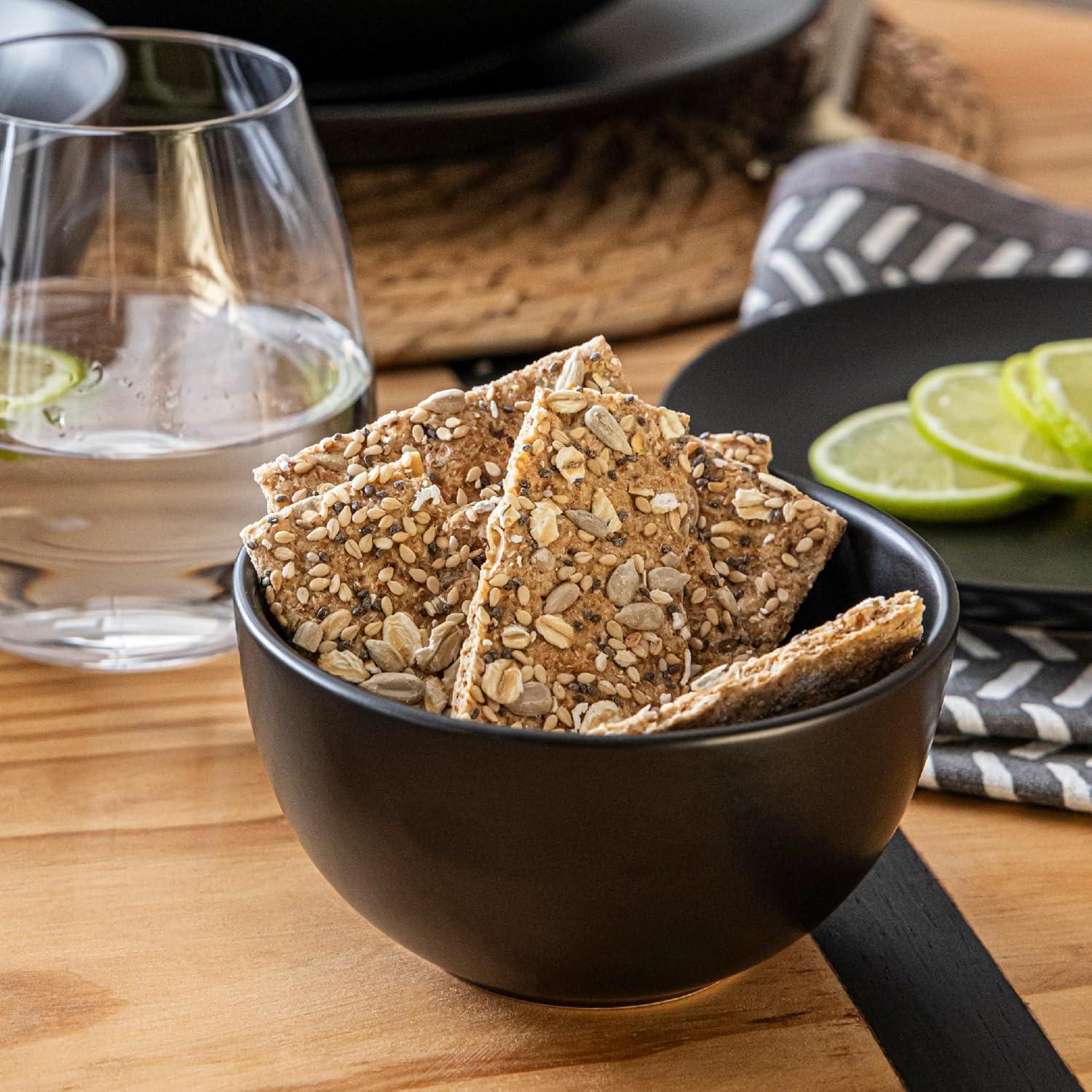 imageoverampampback Coupe Cereal Bowl Set  Stoneware Dishes  Comes with 4 Cereal Bowls  EasytoStack Breakfast Place Settings  6quot x 6quot x 26quot  25oz  SemiMatte WhiteBlack