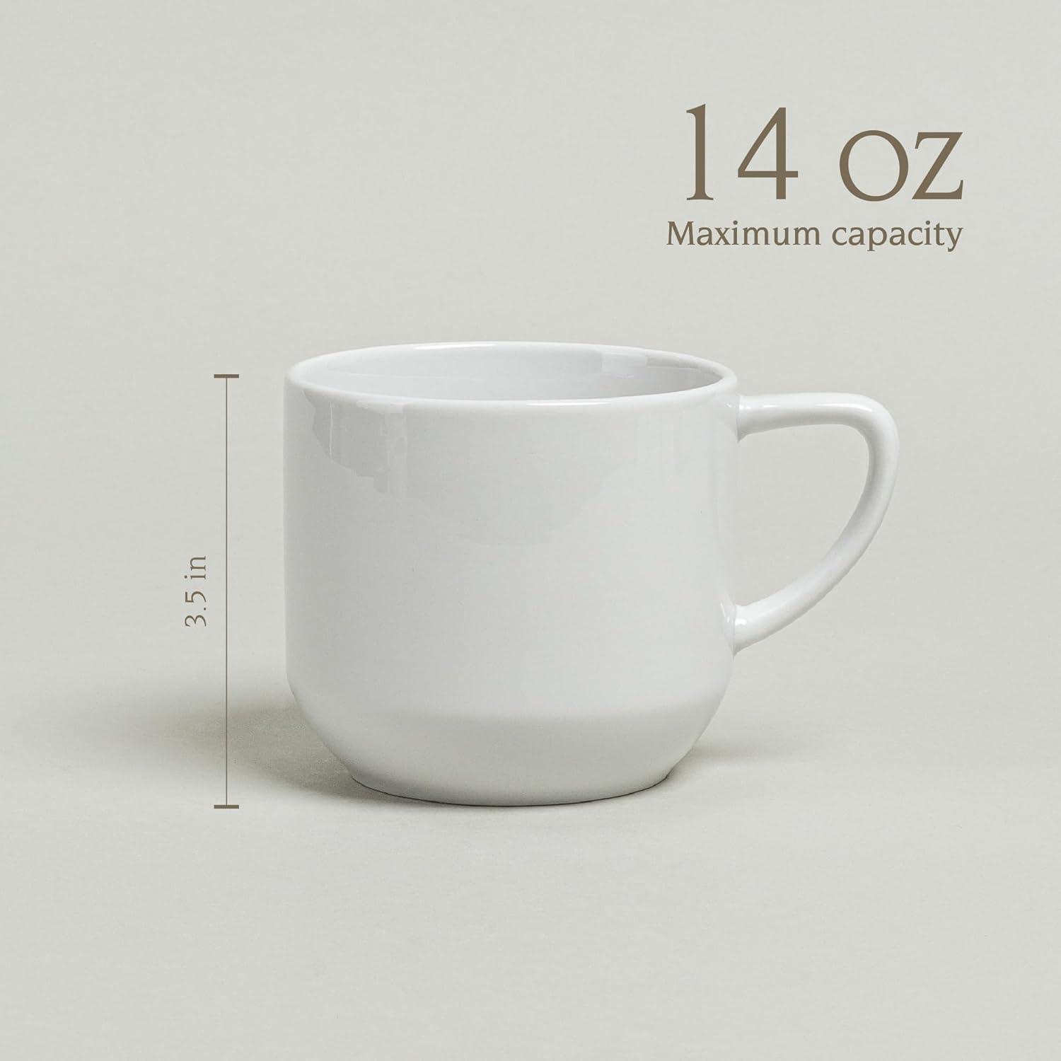 imageoverampampback Coupe Porcelain Coffee Mugs  4Piece Mug Set  Enjoy the Perfect Cup of Coffee Tea Latte and More  Glossy White  14 OzMugs  4 Pieces