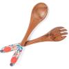 imageoverampampback 2pc 12quot Wooden Serving Utensils by Jess Phoenix  Wood Fork and Spoon Set to Serve Meals and Mix Salad  Pairs with all our Acacia ServewareServing Set