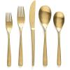 imageoverampampback 20pc Curved Flatware Cutlery Set  Comes with 4 Dinner Forks 4 Salad Forks 4 Dinner Knives 4 Dinner Spoons and 4 Teaspoons  188 Stainless Steel  DishwasherSafe  Matte Gold