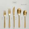 imageoverampampback 20pc Curved Flatware Cutlery Set  Comes with 4 Dinner Forks 4 Salad Forks 4 Dinner Knives 4 Dinner Spoons and 4 Teaspoons  188 Stainless Steel  DishwasherSafe  Matte Gold