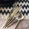 imageoverampampback 20pc HandForged Flatware Cutlery Set  Comes with 4 Dinner Forks 4 Salad Forks 4 Dinner Knives 4 Dinner Spoons and 4 Teaspoons  188 Stainless Steel  DishwasherSafe  Champagne