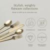 imageoverampampback 20pc HandForged Flatware Cutlery Set  Comes with 4 Dinner Forks 4 Salad Forks 4 Dinner Knives 4 Dinner Spoons and 4 Teaspoons  188 Stainless Steel  DishwasherSafe  Champagne