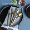 imageoverampampback 20pc HandForged Flatware Cutlery Set  Comes with 4 Dinner Forks 4 Salad Forks 4 Dinner Knives 4 Dinner Spoons and 4 Teaspoons  188 Stainless Steel  DishwasherSafe  Champagne