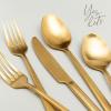 imageoverampampback 20pc Modern Flatware Cutlery Set  Comes with 4 Dinner Forks 4 Salad Forks 4 Dinner Knives 4 Dinner Spoons and 4 Teaspoons  188 Stainless Steel  DishwasherSafe  Matte Gold