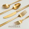 imageoverampampback 20pc Modern Flatware Cutlery Set  Comes with 4 Dinner Forks 4 Salad Forks 4 Dinner Knives 4 Dinner Spoons and 4 Teaspoons  188 Stainless Steel  DishwasherSafe  Matte Gold