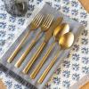 imageoverampampback 20pc Modern Flatware Cutlery Set  Comes with 4 Dinner Forks 4 Salad Forks 4 Dinner Knives 4 Dinner Spoons and 4 Teaspoons  188 Stainless Steel  DishwasherSafe  Matte Gold