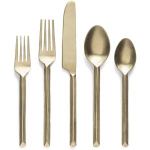 imageoverampampback 20pc HandForged Flatware Cutlery Set  Comes with 4 Dinner Forks 4 Salad Forks 4 Dinner Knives 4 Dinner Spoons and 4 Teaspoons  188 Stainless Steel  DishwasherSafe  Champagne