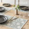 image:imageOverampBack Set of 4 HandBlocked Placemats  Colorful Dining Table Mat  Each Placemat is Unique  100 Cotton  Machine Washable  Kitchen and Home Decor  Green Floral