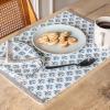 image:imageOverampBack Set of 4 Washed 100Linen Woven Placemats  Colorful Dining Table Mat  Machine Washable  Kitchen and Home Decor  BlueBlue Bloom