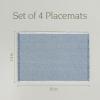 image:imageOverampBack Set of 4 Washed 100Linen Woven Placemats  Colorful Dining Table Mat  Machine Washable  Kitchen and Home Decor  BlueBlue Frayed