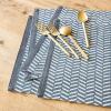 image:imageOverampBack Set of 4 Washed 100Linen Woven Placemats  Colorful Dining Table Mat  Machine Washable  Kitchen and Home Decor  BlueBlue Herringbone