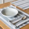 image:imageOverampBack Set of 4 Washed 100Linen Woven Placemats  Colorful Dining Table Mat  Machine Washable  Kitchen and Home Decor  BlueBlue Woven Stripe