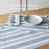 image:imageOverampBack Set of 4 Washed 100Linen Woven Placemats  Colorful Dining Table Mat  Machine Washable  Kitchen and Home Decor  BlueBlue Woven Stripe