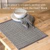 image:imageOverampBack Set of 4 Washed 100Linen Woven Placemats  Colorful Dining Table Mat  Machine Washable  Kitchen and Home Decor  BlueGrey Herringbone