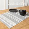 image:imageOverampBack Set of 4 Washed 100Linen Woven Placemats  Colorful Dining Table Mat  Machine Washable  Kitchen and Home Decor  BlueGrey Reversible Stripe