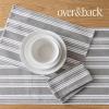 image:imageOverampBack Set of 4 Washed 100Linen Woven Placemats  Colorful Dining Table Mat  Machine Washable  Kitchen and Home Decor  BlueGrey Woven Stripe