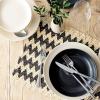 image:imageOverampBack Set of 4 Washed 100Linen Woven Placemats  Colorful Dining Table Mat  Machine Washable  Kitchen and Home Decor  BlueWoven Chevron