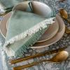 image:imageoverampback Cloth Napkins Set  Cotton Block Print Napkins Reusable amp Washable  Decorative Dinner Cocktail Floral Spring Table Napkins Cloth for Home or Events  Blue ArchGreen Frayed