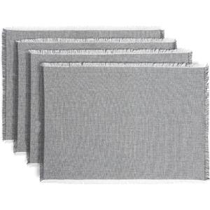 image:imageOverampBack Set of 4 Washed 100Linen Woven Placemats  Colorful Dining Table Mat  Machine Washable  Kitchen and Home Decor  BlueGrey Frayed
