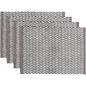 image:imageOverampBack Set of 4 Washed 100Linen Woven Placemats  Colorful Dining Table Mat  Machine Washable  Kitchen and Home Decor  BlueGrey Herringbone
