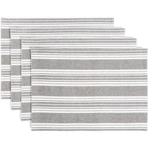image:imageOverampBack Set of 4 Washed 100Linen Woven Placemats  Colorful Dining Table Mat  Machine Washable  Kitchen and Home Decor  BlueGrey Woven Stripe
