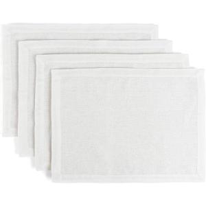 image:imageOverampBack Set of 4 Washed 100Linen Woven Placemats  Colorful Dining Table Mat  Machine Washable  Kitchen and Home Decor  BlueIvory