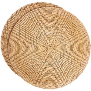 image:imageOverampBack Set of 4 Washed 100Linen Woven Placemats  Colorful Dining Table Mat  Machine Washable  Kitchen and Home Decor  BlueWoven Rattan