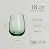 image:imageoverampback 18oz Stemless Glassware  Set of 4 Drinking Glasses for Parties Gettogethers and More  MouthBlown  Wine Cups for Kitchen and Dining Room  Green
