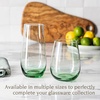 image:imageoverampback 18oz Stemless Glassware  Set of 4 Drinking Glasses for Parties Gettogethers and More  MouthBlown  Wine Cups for Kitchen and Dining Room  Green