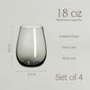 image:imageoverampback 18oz Stemless Glassware  Set of 4 Drinking Glasses for Parties Gettogethers and More  MouthBlown  Wine Cups for Kitchen and Dining Room  Smoke